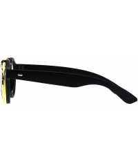 Round Hipster Filp Up Circle Lens Plastic Horned Sunglasses - Matte Black - C618E9D06MW $18.79