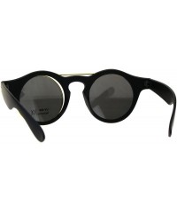 Round Hipster Filp Up Circle Lens Plastic Horned Sunglasses - Matte Black - C618E9D06MW $10.66