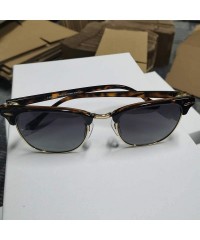 Square sunglasses for women men TR90 frame TAC and crystal glass lens sun glasses - Leopard Frame/Gradient Grey Plastic - CJ1...