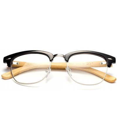 Square Babo" Slim Oval Style Celebrity Fashionista Pattern Temple Reading Glasses Vintage - Bamboo Black - CA182DA4685 $8.33