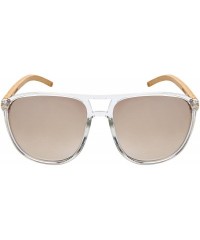 Aviator Oversized Wood Bamboo Sunglasses Men Women Bamboo Aviator 541088BM - Clear Frame/White Mirrored Lens - C118C4LOC89 $2...