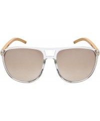 Aviator Oversized Wood Bamboo Sunglasses Men Women Bamboo Aviator 541088BM - Clear Frame/White Mirrored Lens - C118C4LOC89 $1...