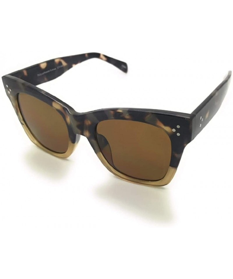 Oversized Womens Oversized Fashion Sunglasses Big Flat Square Frame UV 400 With Microfiber Case - Tortoise-gold Fade - CI18OG...