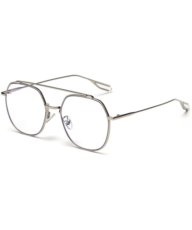 Square Korean Style Sunglasses Women Clear Color Square Sun Glasses for Men Metal Frame - Silver With Clear - C518WZR4ZY7 $21.50