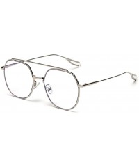 Square Korean Style Sunglasses Women Clear Color Square Sun Glasses for Men Metal Frame - Silver With Clear - C518WZR4ZY7 $21.50