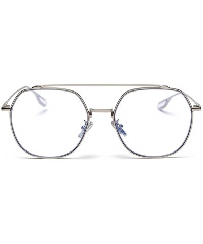 Square Korean Style Sunglasses Women Clear Color Square Sun Glasses for Men Metal Frame - Silver With Clear - C518WZR4ZY7 $21.50