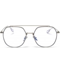 Square Korean Style Sunglasses Women Clear Color Square Sun Glasses for Men Metal Frame - Silver With Clear - C518WZR4ZY7 $21.50