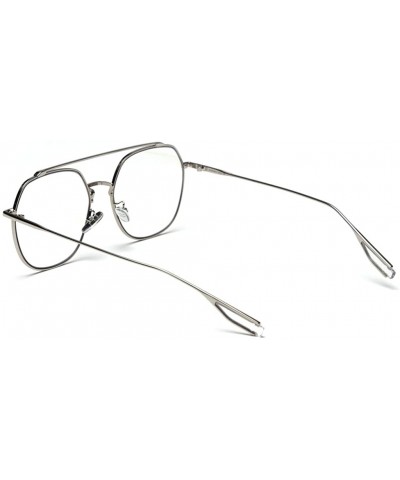Square Korean Style Sunglasses Women Clear Color Square Sun Glasses for Men Metal Frame - Silver With Clear - C518WZR4ZY7 $21.50