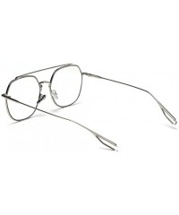Square Korean Style Sunglasses Women Clear Color Square Sun Glasses for Men Metal Frame - Silver With Clear - C518WZR4ZY7 $21.50
