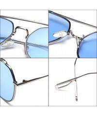 Square Korean Style Sunglasses Women Clear Color Square Sun Glasses for Men Metal Frame - Silver With Clear - C518WZR4ZY7 $21.50