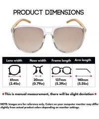 Aviator Oversized Wood Bamboo Sunglasses Men Women Bamboo Aviator 541088BM - Clear Frame/White Mirrored Lens - C118C4LOC89 $2...