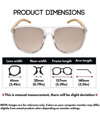 Aviator Oversized Wood Bamboo Sunglasses Men Women Bamboo Aviator 541088BM - Clear Frame/White Mirrored Lens - C118C4LOC89 $1...