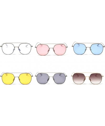 Square Korean Style Sunglasses Women Clear Color Square Sun Glasses for Men Metal Frame - Silver With Clear - C518WZR4ZY7 $21.50