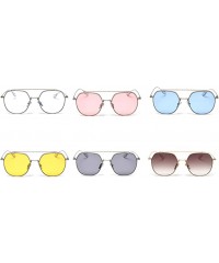 Square Korean Style Sunglasses Women Clear Color Square Sun Glasses for Men Metal Frame - Silver With Clear - C518WZR4ZY7 $21.50