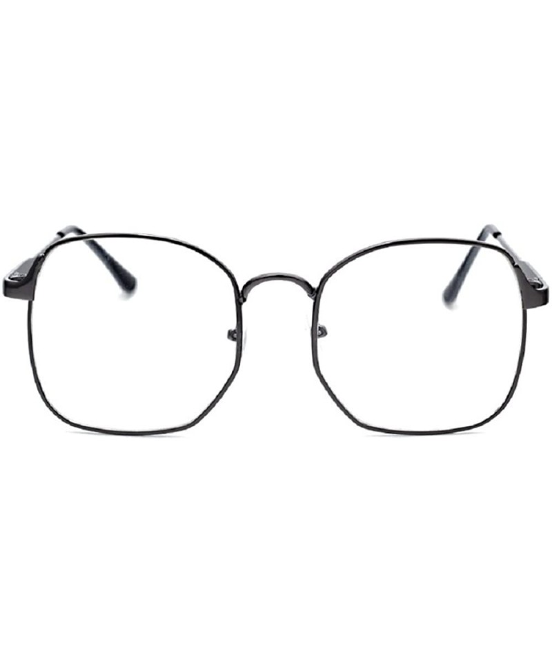Square 3178 Metal Wire Frame Oversized Angular Round Eyeglasses - Grey - CI12F40TPCB $16.69
