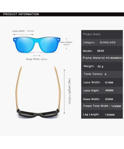 Oversized Wooden sunglasses men's ladies square bamboo mirror sunglasses oversized retro - Kp8849-c4 - CA190KC2CTL $45.44
