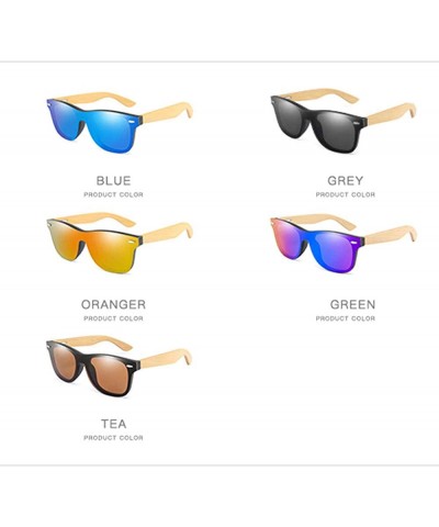 Oversized Wooden sunglasses men's ladies square bamboo mirror sunglasses oversized retro - Kp8849-c4 - CA190KC2CTL $45.44