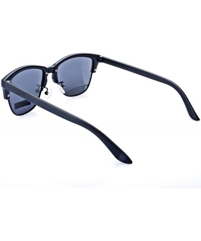 Round Retro Polarized Sunglasses Men Women Classic Casual Semi Rimless Round Fashion Sun Glasses - CO18NAWC2HA $31.12