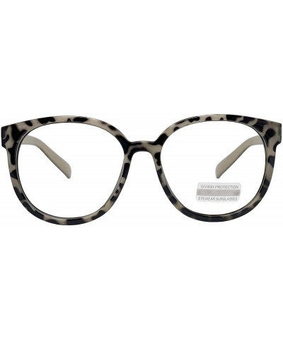 Square Oversized Big Round Horn Rimmed Eye Glasses Clear Lens Oval Frame Non Prescription - Beige Leopard 92815 - CS18ZIINLST...