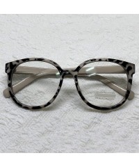 Square Oversized Big Round Horn Rimmed Eye Glasses Clear Lens Oval Frame Non Prescription - Beige Leopard 92815 - CS18ZIINLST...