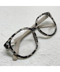 Square Oversized Big Round Horn Rimmed Eye Glasses Clear Lens Oval Frame Non Prescription - Beige Leopard 92815 - CS18ZIINLST...