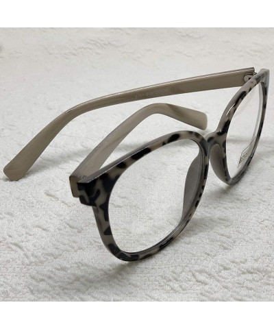 Square Oversized Big Round Horn Rimmed Eye Glasses Clear Lens Oval Frame Non Prescription - Beige Leopard 92815 - CS18ZIINLST...