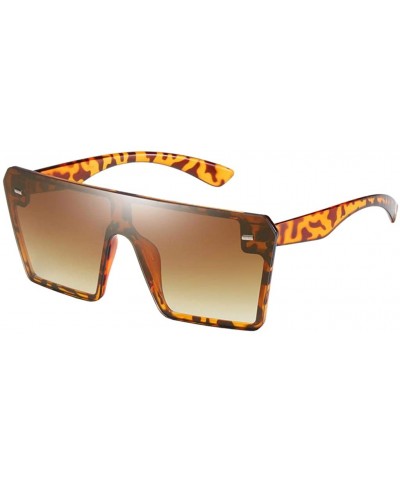 Oversized Chic Womens Rectangle Sunglasses Outdoor Party Tinted Lens Eyewear UV Protection - Brown - CR190DOAO23 $8.85