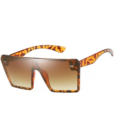 Oversized Chic Womens Rectangle Sunglasses Outdoor Party Tinted Lens Eyewear UV Protection - Brown - CR190DOAO23 $8.85