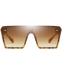 Oversized Chic Womens Rectangle Sunglasses Outdoor Party Tinted Lens Eyewear UV Protection - Brown - CR190DOAO23 $8.85