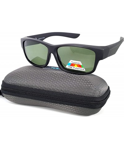 Wrap Fit Over Polarized Sunglasses Driving Clip on Sunglasses to Wear Over Prescription Glasses - Black-green - CO18SGEXIDG $...