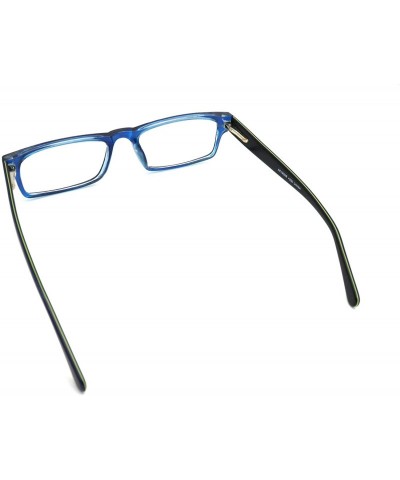 Rectangular Acetate Temple Reading Glasses 1934 50mm (small) - Blue Lime - C012CUSCSFL $21.80