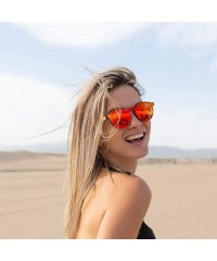 Round Bamboo Wood Sunglasses for Men and Women - Flat Retro Rimmed Wooden Sunglasses - Gold - CF18WRQCSOA $21.36