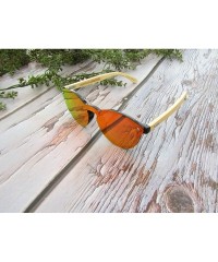 Round Bamboo Wood Sunglasses for Men and Women - Flat Retro Rimmed Wooden Sunglasses - Gold - CF18WRQCSOA $31.83
