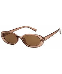 Oval Sunglasses New Trend Personaltiy Small Oval Frame Travel Outdoor Stripe Sun 8 - 6 - CM18YQN55K8 $10.64