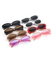 Oval Sunglasses New Trend Personaltiy Small Oval Frame Travel Outdoor Stripe Sun 8 - 6 - CM18YQN55K8 $17.43