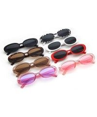 Oval Sunglasses New Trend Personaltiy Small Oval Frame Travel Outdoor Stripe Sun 8 - 6 - CM18YQN55K8 $10.64