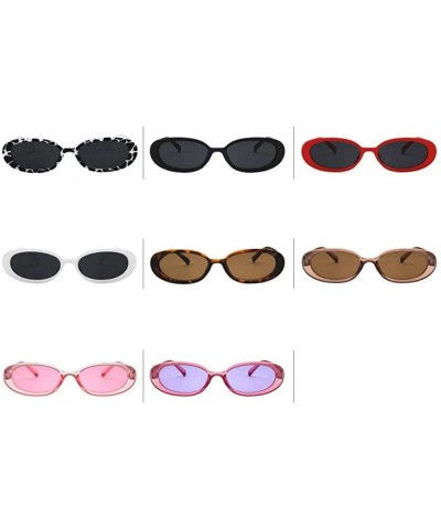 Oval Sunglasses New Trend Personaltiy Small Oval Frame Travel Outdoor Stripe Sun 8 - 6 - CM18YQN55K8 $17.43