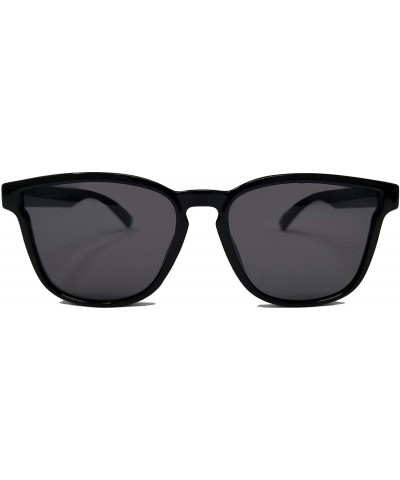 Square Retro Modern style Horn Rimmed Flat lens IL1018 - Matte Black/ Black - CX18LEI3QIM $21.34
