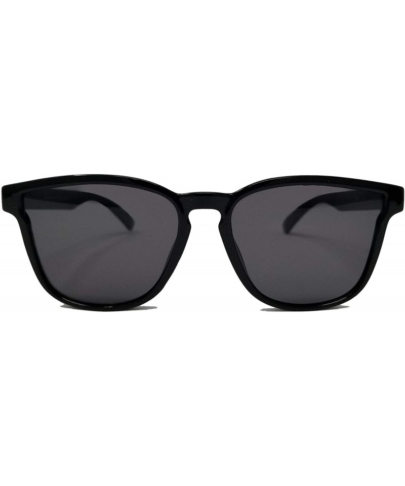 Square Retro Modern style Horn Rimmed Flat lens IL1018 - Matte Black/ Black - CX18LEI3QIM $21.34