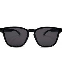 Square Retro Modern style Horn Rimmed Flat lens IL1018 - Matte Black/ Black - CX18LEI3QIM $21.34