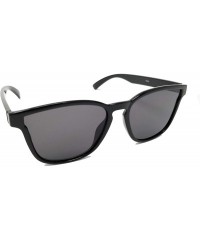 Square Retro Modern style Horn Rimmed Flat lens IL1018 - Matte Black/ Black - CX18LEI3QIM $21.34