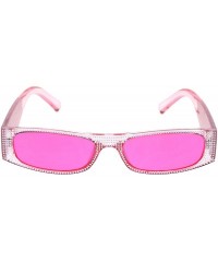 Rectangular Womens Rectangular Sunglasses Shiny Silver Decor Fashion Shades UV 400 - Pink (Pink) - CR18WZW6S8D $12.16