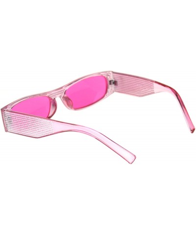 Rectangular Womens Rectangular Sunglasses Shiny Silver Decor Fashion Shades UV 400 - Pink (Pink) - CR18WZW6S8D $19.29
