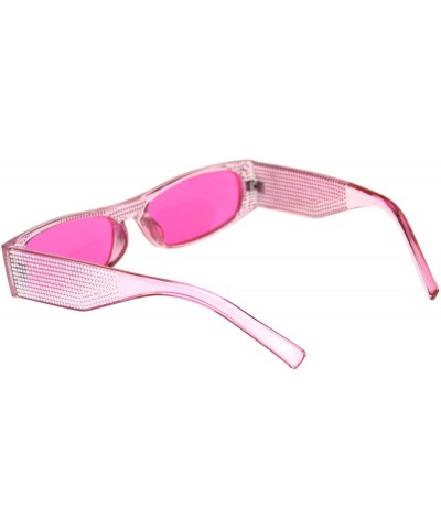 Rectangular Womens Rectangular Sunglasses Shiny Silver Decor Fashion Shades UV 400 - Pink (Pink) - CR18WZW6S8D $12.16