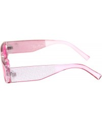 Rectangular Womens Rectangular Sunglasses Shiny Silver Decor Fashion Shades UV 400 - Pink (Pink) - CR18WZW6S8D $12.16