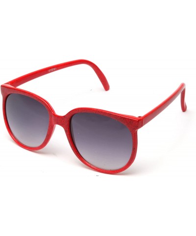 Round Women's Speckled Design Round Slim Temple Sunglasses - Red - CO119E6ZWGF $16.30