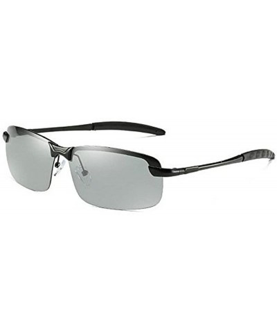 Rectangular Photochromic Lens Disguised polarized Mens driving classic sunglasses - Black - CU189Z5USN5 $31.69