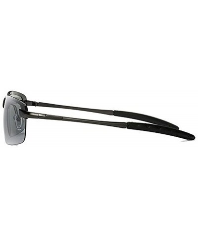 Rectangular Photochromic Lens Disguised polarized Mens driving classic sunglasses - Black - CU189Z5USN5 $32.56