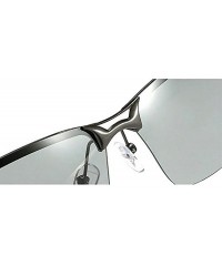 Rectangular Photochromic Lens Disguised polarized Mens driving classic sunglasses - Black - CU189Z5USN5 $31.69