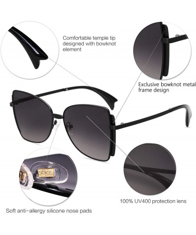 Butterfly Sunglasses for Women Butterfly Sunglasses UV400 ALLY SJ1123 - C1 Black Frame/Gradient Grey Lens - C9193L09HQ9 $14.22